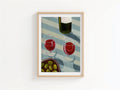 Blue stripes and red wine