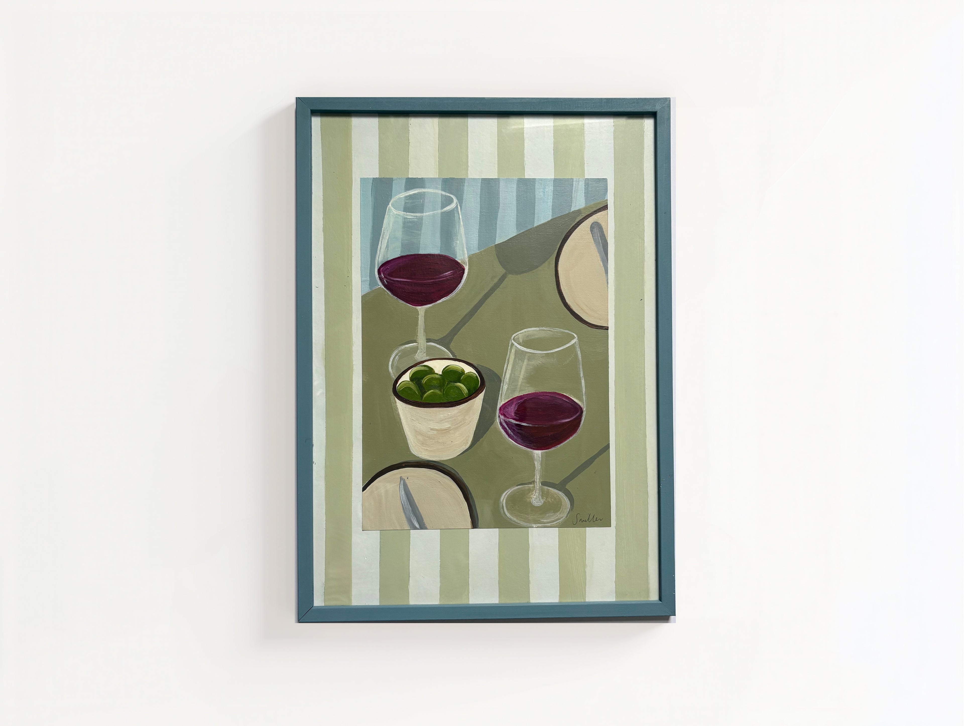 Red wine and Olives Original Painting